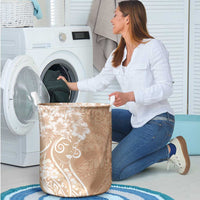 Polynesian Women's Day Laundry Basket Brown Hibiscus Flowers With Polynesian Pattern LT05 - Polynesian Pride