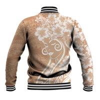 Polynesian Women's Day Baseball Jacket Brown Hibiscus Flowers With Polynesian Pattern LT05 - Polynesian Pride