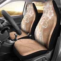 Polynesian Women's Day Car Seat Cover Brown Hibiscus Flowers With Polynesian Pattern LT05 - Polynesian Pride