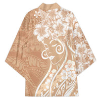 Polynesian Women's Day Kimono Brown Hibiscus Flowers With Polynesian Pattern LT05 - Polynesian Pride