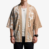 Polynesian Women's Day Kimono Brown Hibiscus Flowers With Polynesian Pattern LT05 - Polynesian Pride