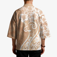 Polynesian Women's Day Kimono Brown Hibiscus Flowers With Polynesian Pattern LT05 - Polynesian Pride