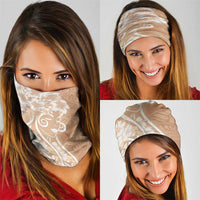 Polynesian Women's Day Neck Gaiter Brown Hibiscus Flowers With Polynesian Pattern LT05 - Polynesian Pride