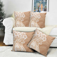 Polynesian Women's Day Pillow Cover Brown Hibiscus Flowers With Polynesian Pattern LT05 - Polynesian Pride