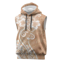 Polynesian Women's Day Sleeveless Hoodie Brown Hibiscus Flowers With Polynesian Pattern LT05 Brown - Polynesian Pride