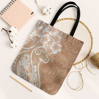 Polynesian Women's Day Tote Bag Brown Hibiscus Flowers With Polynesian Pattern