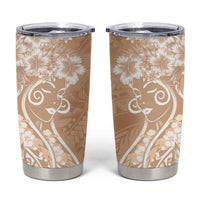 Polynesian Women's Day Tumbler Cup Brown Hibiscus Flowers With Polynesian Pattern LT05 Brown - Polynesian Pride