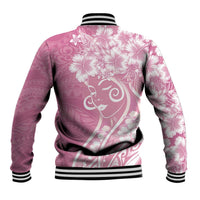 Polynesian Women's Day Baseball Jacket Pink Hibiscus Flowers With Polynesian Pattern LT05 - Polynesian Pride