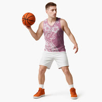 Polynesian Women's Day Basketball Jersey Pink Hibiscus Flowers With Polynesian Pattern LT05 - Polynesian Pride
