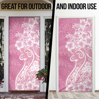 Polynesian Women's Day Door Cover Pink Hibiscus Flowers With Polynesian Pattern