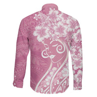 Polynesian Women's Day Family Matching Short Sleeve Bodycon Dress and Hawaiian Shirt Pink Hibiscus Flowers With Polynesian Pattern