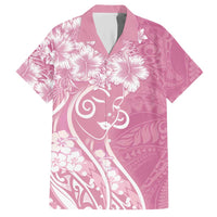 Polynesian Women's Day Hawaiian Shirt Pink Hibiscus Flowers With Polynesian Pattern LT05 Pink - Polynesian Pride