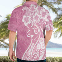 Polynesian Women's Day Hawaiian Shirt Pink Hibiscus Flowers With Polynesian Pattern LT05 - Polynesian Pride
