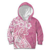 Polynesian Women's Day Kid Hoodie Pink Hibiscus Flowers With Polynesian Pattern LT05 Hoodie Pink - Polynesian Pride