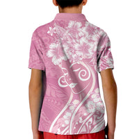 Polynesian Women's Day Kid Polo Shirt Pink Hibiscus Flowers With Polynesian Pattern LT05 - Polynesian Pride