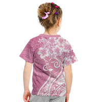 Polynesian Women's Day Kid T Shirt Pink Hibiscus Flowers With Polynesian Pattern LT05 - Polynesian Pride
