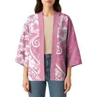 Polynesian Women's Day Kimono Pink Hibiscus Flowers With Polynesian Pattern LT05 - Polynesian Pride