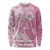 Polynesian Women's Day Long Sleeve Shirt Pink Hibiscus Flowers With Polynesian Pattern LT05 Unisex Pink - Polynesian Pride