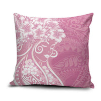 Polynesian Women's Day Pillow Cover Pink Hibiscus Flowers With Polynesian Pattern LT05 Pink - Polynesian Pride