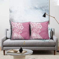 Polynesian Women's Day Pillow Cover Pink Hibiscus Flowers With Polynesian Pattern LT05 - Polynesian Pride