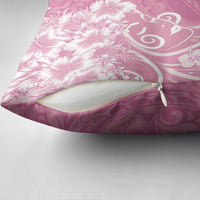 Polynesian Women's Day Pillow Cover Pink Hibiscus Flowers With Polynesian Pattern LT05 - Polynesian Pride