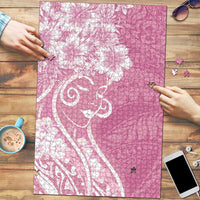 Polynesian Women's Day Puzzle Pink Hibiscus Flowers With Polynesian Pattern LT05 Pink - Polynesian Pride