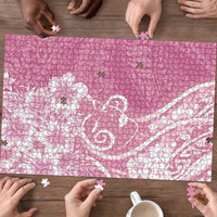 Polynesian Women's Day Puzzle Pink Hibiscus Flowers With Polynesian Pattern LT05 - Polynesian Pride