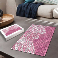 Polynesian Women's Day Puzzle Pink Hibiscus Flowers With Polynesian Pattern LT05 - Polynesian Pride