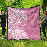 Polynesian Women's Day Quilt Pink Hibiscus Flowers With Polynesian Pattern LT05 - Polynesian Pride