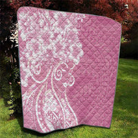 Polynesian Women's Day Quilt Pink Hibiscus Flowers With Polynesian Pattern LT05 - Polynesian Pride