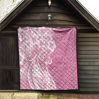Polynesian Women's Day Quilt Pink Hibiscus Flowers With Polynesian Pattern LT05 - Polynesian Pride