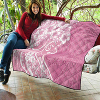 Polynesian Women's Day Quilt Pink Hibiscus Flowers With Polynesian Pattern LT05 - Polynesian Pride