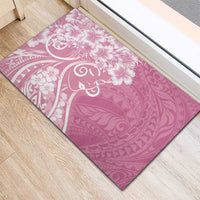 Polynesian Women's Day Rubber Doormat Pink Hibiscus Flowers With Polynesian Pattern LT05 - Polynesian Pride