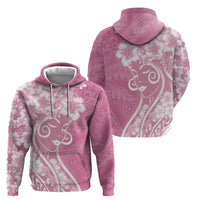Polynesian Women's Day Zip Hoodie Pink Hibiscus Flowers With Polynesian Pattern LT05 - Polynesian Pride