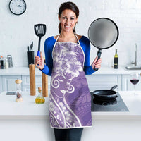 Polynesian Women's Day Apron Purple Hibiscus Flowers With Polynesian Pattern LT05 - Polynesian Pride