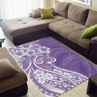 Polynesian Women's Day Area Rug Purple Hibiscus Flowers With Polynesian Pattern LT05 - Polynesian Pride