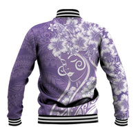 Polynesian Women's Day Baseball Jacket Purple Hibiscus Flowers With Polynesian Pattern LT05 - Polynesian Pride