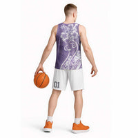 Polynesian Women's Day Basketball Jersey Purple Hibiscus Flowers With Polynesian Pattern LT05 - Polynesian Pride