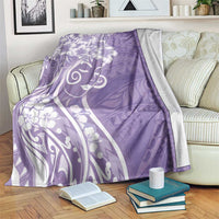 Polynesian Women's Day Blanket Purple Hibiscus Flowers With Polynesian Pattern LT05 Purple - Polynesian Pride