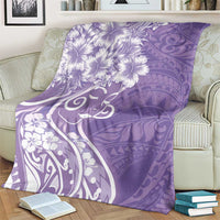 Polynesian Women's Day Blanket Purple Hibiscus Flowers With Polynesian Pattern LT05 - Polynesian Pride