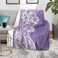 Polynesian Women's Day Blanket Purple Hibiscus Flowers With Polynesian Pattern LT05 - Polynesian Pride
