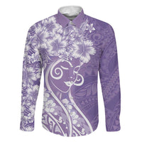 Polynesian Women's Day Family Matching Mermaid Dress and Hawaiian Shirt Purple Hibiscus Flowers With Polynesian Pattern