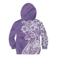 Polynesian Women's Day Kid Hoodie Purple Hibiscus Flowers With Polynesian Pattern LT05 - Polynesian Pride