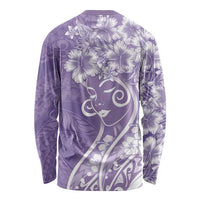Polynesian Women's Day Long Sleeve Shirt Purple Hibiscus Flowers With Polynesian Pattern LT05 - Polynesian Pride