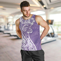 Polynesian Women's Day Men Tank Top Purple Hibiscus Flowers With Polynesian Pattern LT05 Purple - Polynesian Pride