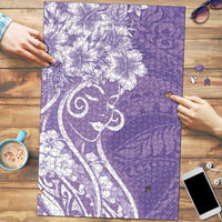 Polynesian Women's Day Puzzle Purple Hibiscus Flowers With Polynesian Pattern LT05 Purple - Polynesian Pride