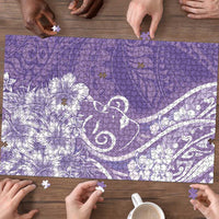 Polynesian Women's Day Puzzle Purple Hibiscus Flowers With Polynesian Pattern LT05 - Polynesian Pride