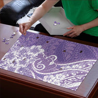 Polynesian Women's Day Puzzle Purple Hibiscus Flowers With Polynesian Pattern LT05 - Polynesian Pride