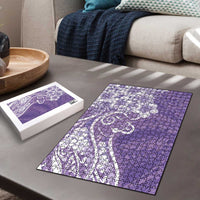 Polynesian Women's Day Puzzle Purple Hibiscus Flowers With Polynesian Pattern LT05 - Polynesian Pride