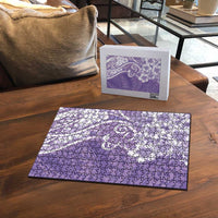 Polynesian Women's Day Puzzle Purple Hibiscus Flowers With Polynesian Pattern LT05 - Polynesian Pride